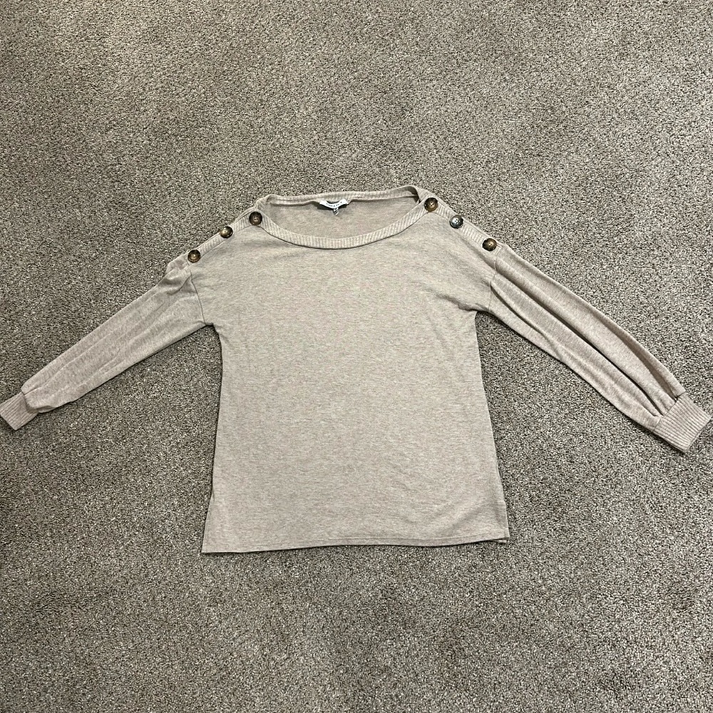Tan Long Sleeve Top with Buttons